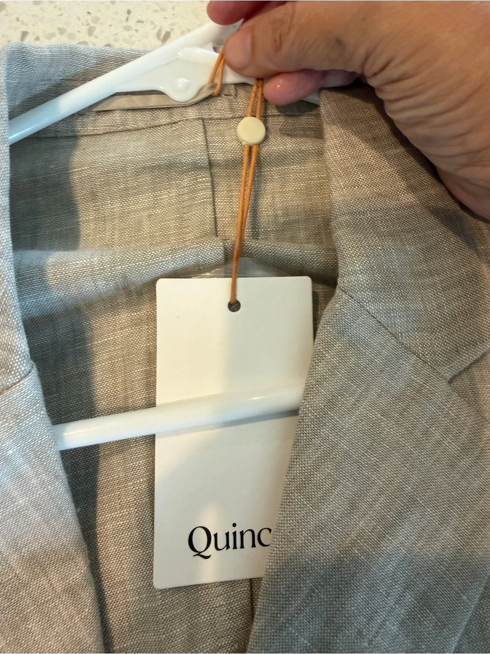 Quince European Linen Light Beige Linen Two-Button Blazer approx S